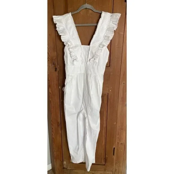 Tibi crisp White Ruffled Jumpsuit